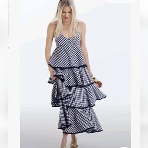 J. Crew Black and White Checkered Maxi Dress
